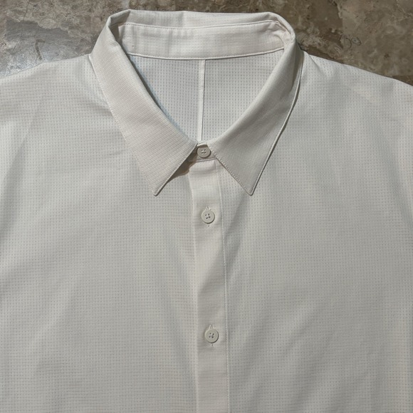 lululemon athletica Other - Lululemon Shirt Mens Large White Airing Easy Short Sleeve Button Summer